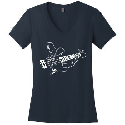 Bass Guitar Player Music Guitarist Musician Women's V-Neck T-Shirt