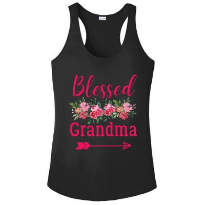 Blessed Grandma Pink Watercolor Flower Bouquet Funny Gift Ladies PosiCharge Competitor Racerback Tank