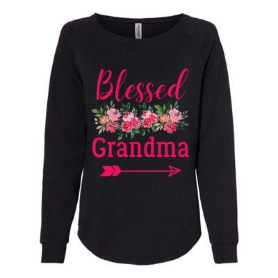 Blessed Grandma Pink Watercolor Flower Bouquet Funny Gift Womens California Wash Sweatshirt