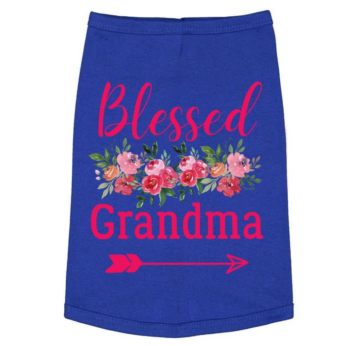 Blessed Grandma Pink Watercolor Flower Bouquet Funny Gift Doggie Tank