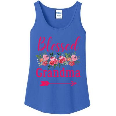 Blessed Grandma Pink Watercolor Flower Bouquet Funny Gift Ladies Essential Tank