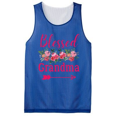 Blessed Grandma Pink Watercolor Flower Bouquet Funny Gift Mesh Reversible Basketball Jersey Tank