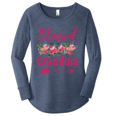 Blessed Grandma Pink Watercolor Flower Bouquet Funny Gift Women's Perfect Tri Tunic Long Sleeve Shirt