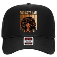 Black Girl Queen God Says I Am Melanin History Month High Crown Mesh Back Trucker Hat