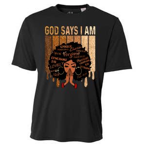 Black Girl Queen God Says I Am Melanin History Month Cooling Performance Crew T-Shirt