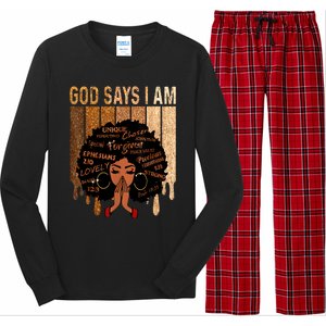 Black Girl Queen God Says I Am Melanin History Month Long Sleeve Pajama Set