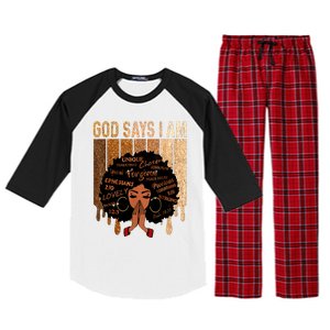 Black Girl Queen God Says I Am Melanin History Month Raglan Sleeve Pajama Set