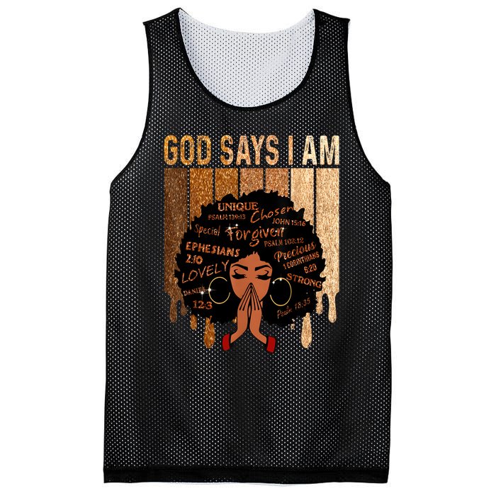 Black Girl Queen God Says I Am Melanin History Month Mesh Reversible Basketball Jersey Tank