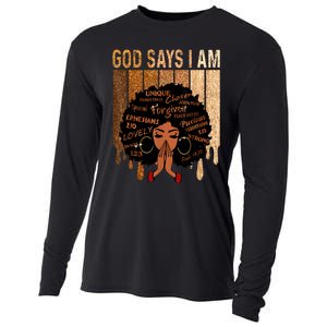 Black Girl Queen God Says I Am Melanin History Month Cooling Performance Long Sleeve Crew