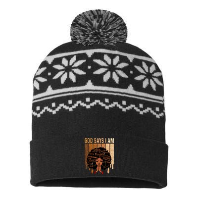 Black Girl Queen God Says I Am Melanin History Month USA-Made Snowflake Beanie