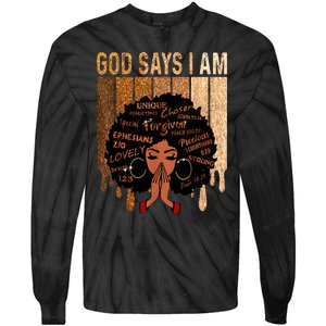 Black Girl Queen God Says I Am Melanin History Month Tie-Dye Long Sleeve Shirt