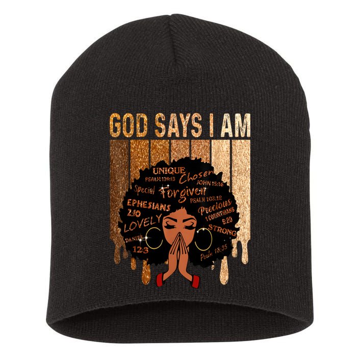 Black Girl Queen God Says I Am Melanin History Month Short Acrylic Beanie