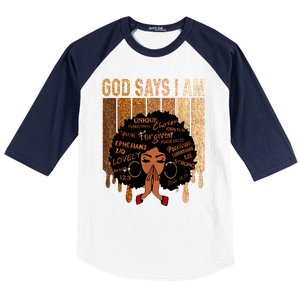 Black Girl Queen God Says I Am Melanin History Month Baseball Sleeve Shirt