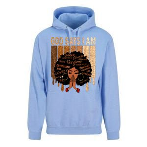 Black Girl Queen God Says I Am Melanin History Month Unisex Surf Hoodie