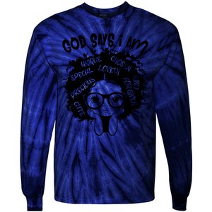 Black Girl Queen God Says I Am Melanin History Month Tie-Dye Long Sleeve Shirt