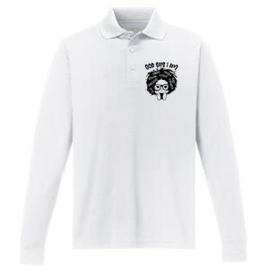 Black Girl Queen God Says I Am Melanin History Month Performance Long Sleeve Polo