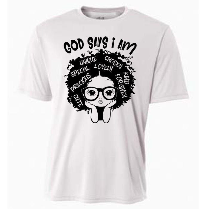 Black Girl Queen God Says I Am Melanin History Month Cooling Performance Crew T-Shirt