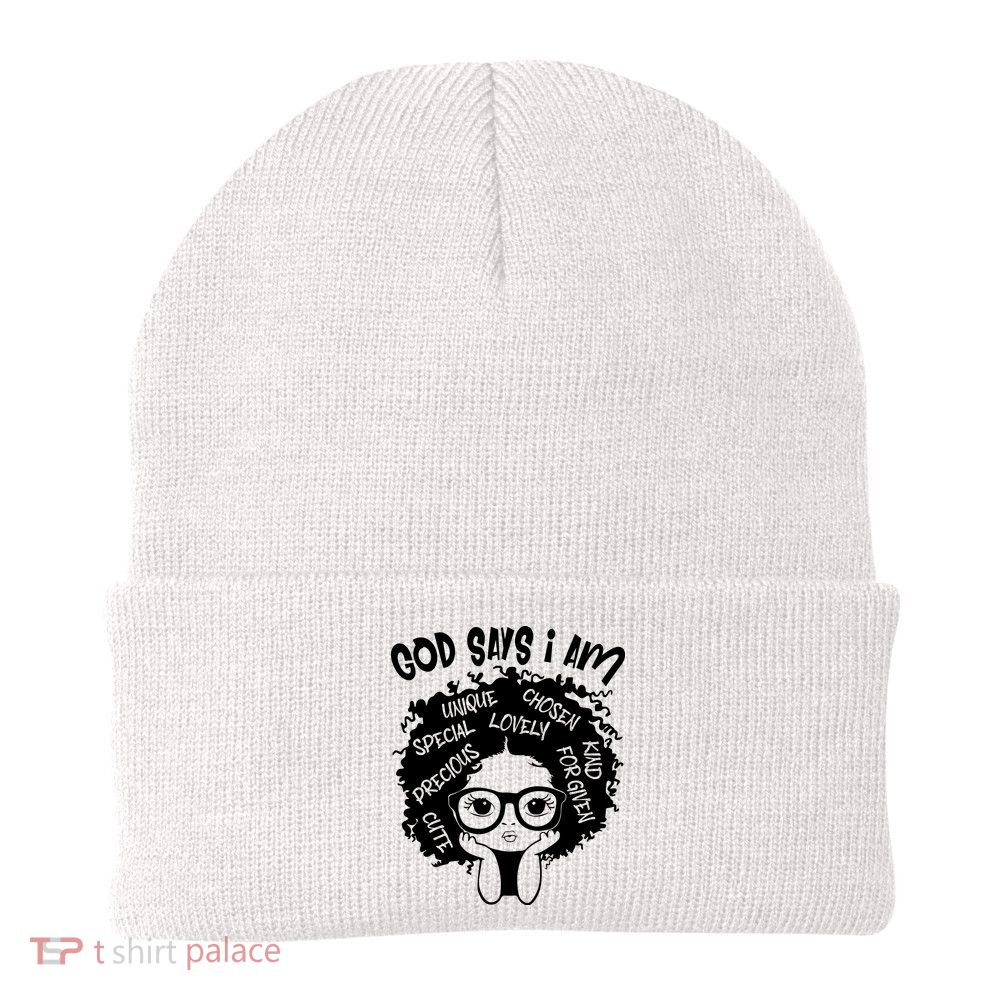 Black Girl Queen God Says I Am Melanin History Month Beanie