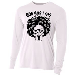 Black Girl Queen God Says I Am Melanin History Month Cooling Performance Long Sleeve Crew