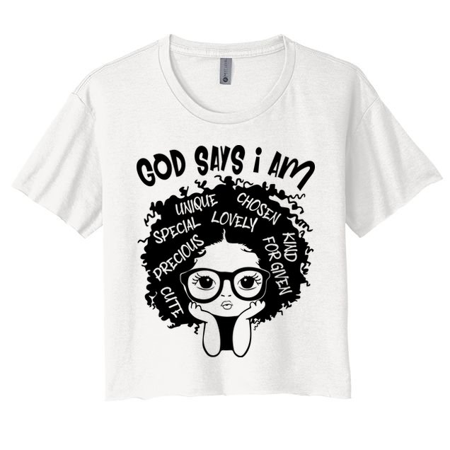 Black Girl Queen God Says I Am Melanin History Month Crop Top