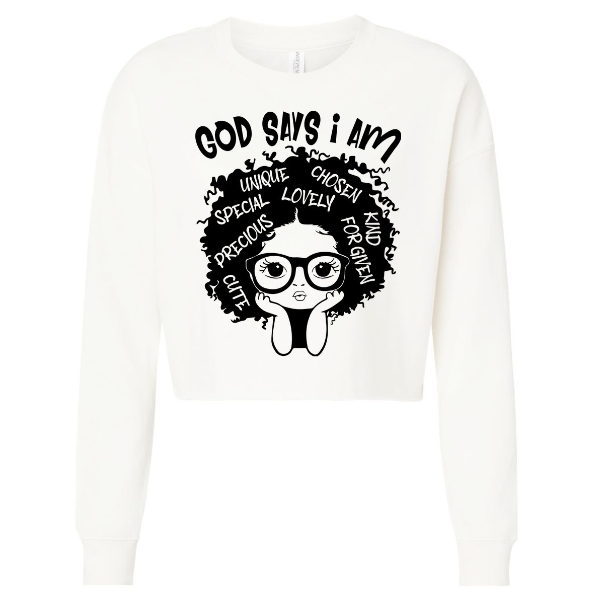Black Girl Queen God Says I Am Melanin History Month Cropped Pullover Crew