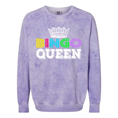 Bingo Gift Queen Funny Bingo Queen Funny Gift Moms Gift Colorblast Crewneck Sweatshirt