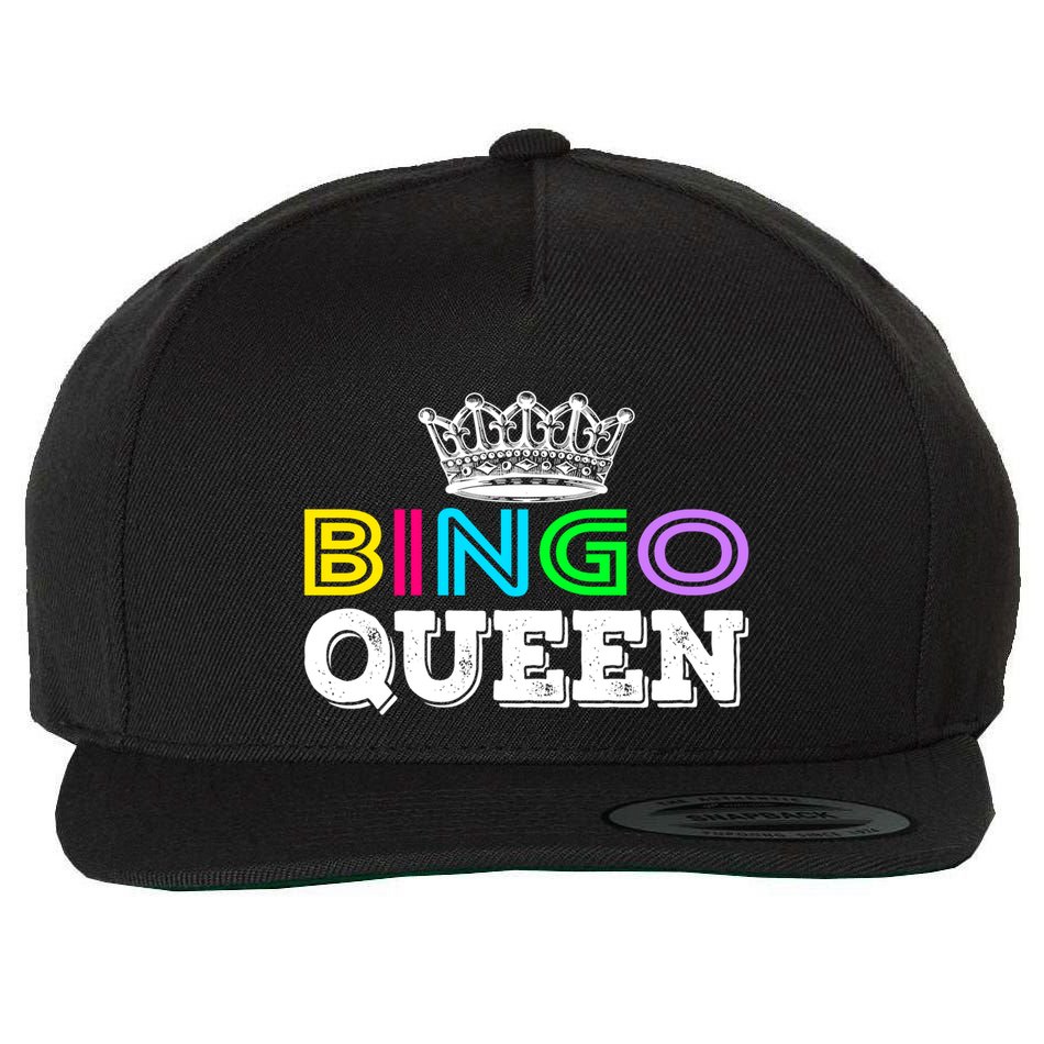 Bingo Gift Queen Funny Bingo Queen Funny Gift Moms Gift Wool Snapback Cap