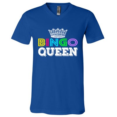 Bingo Gift Queen Funny Bingo Queen Funny Gift Moms Gift V-Neck T-Shirt