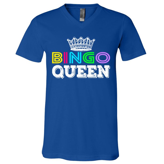 Bingo Gift Queen Funny Bingo Queen Funny Gift Moms Gift V-Neck T-Shirt