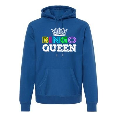 Bingo Gift Queen Funny Bingo Queen Funny Gift Moms Gift Premium Hoodie