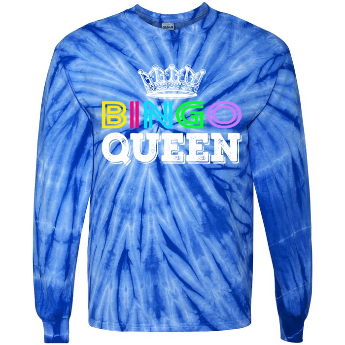 Bingo Gift Queen Funny Bingo Queen Funny Gift Moms Gift Tie-Dye Long Sleeve Shirt