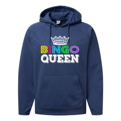 Bingo Gift Queen Funny Bingo Queen Funny Gift Moms Gift Performance Fleece Hoodie