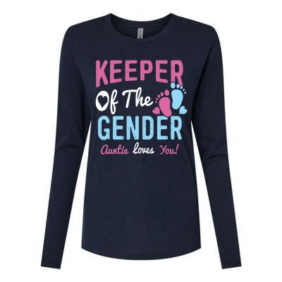 Baby Gender Reveal Keeper Of The Gender Auntie Loves You Womens Cotton Relaxed Long Sleeve T-Shirt