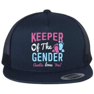 Baby Gender Reveal Keeper Of The Gender Auntie Loves You Flat Bill Trucker Hat