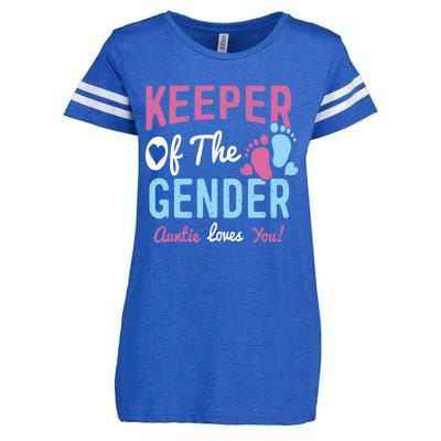 Baby Gender Reveal Keeper Of The Gender Auntie Loves You Enza Ladies Jersey Football T-Shirt