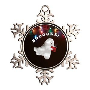 Booooks! Ghost Reading Books Halloween Gift Funny Gift Metallic Star Ornament