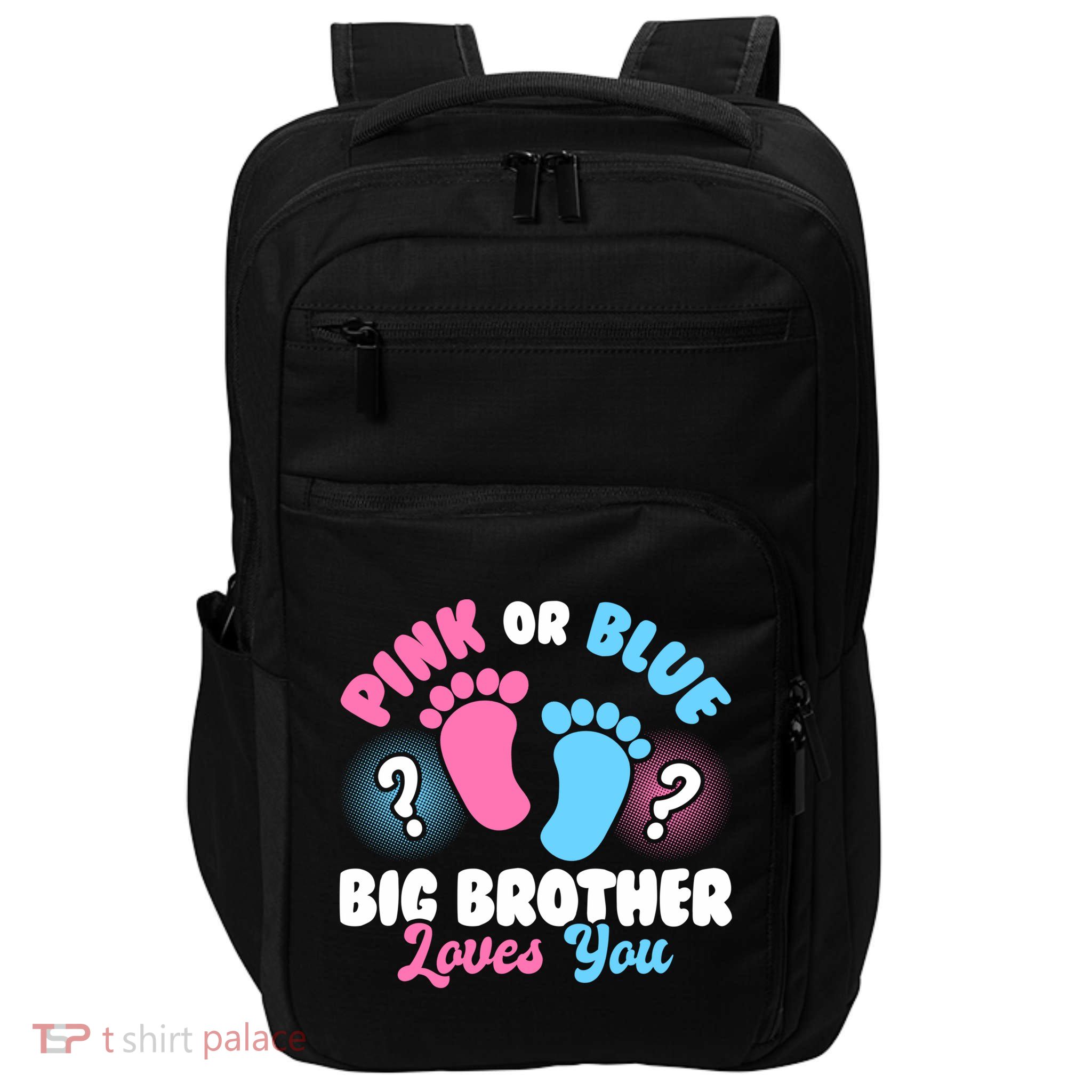 Baby Gender Reveal Party Pink Or Blue Big Brother Loves You Cute Gift Impact Tech Backpack