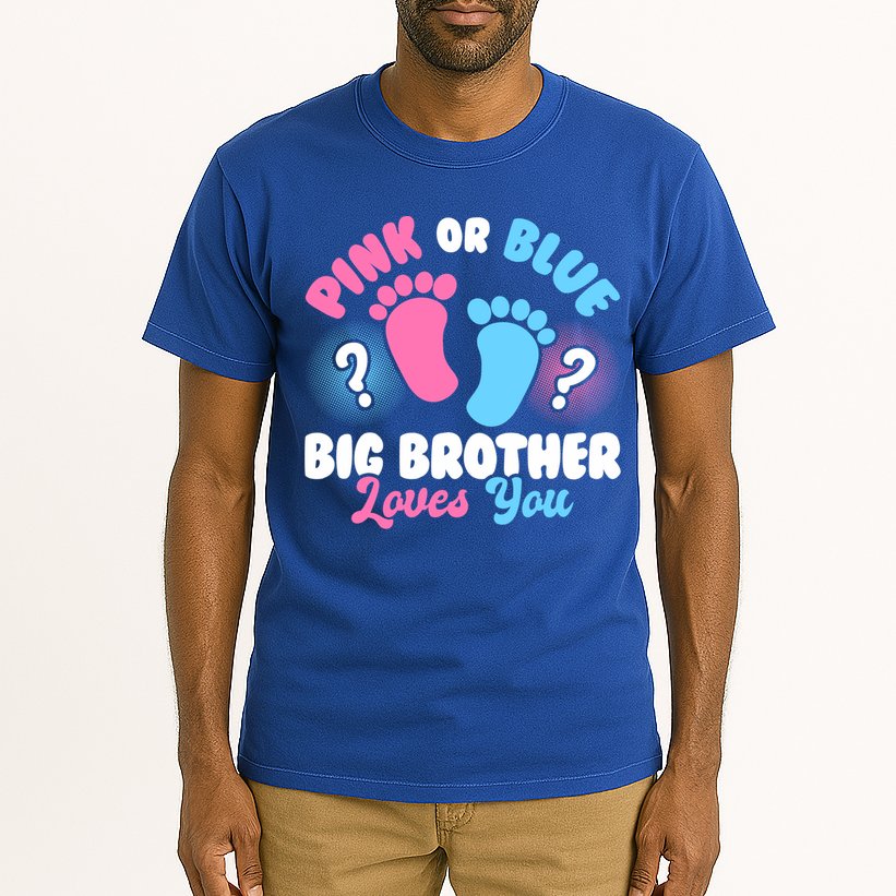 Baby Gender Reveal Party Pink Or Blue Big Brother Loves You Cute Gift Tall T-Shirt