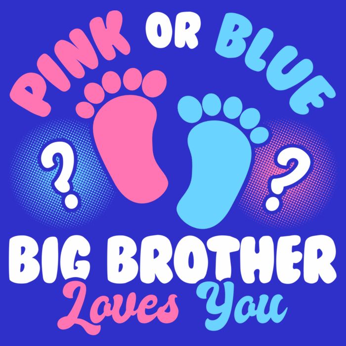 Baby Gender Reveal Party Pink Or Blue Big Brother Loves You Cute Gift Tall T-Shirt