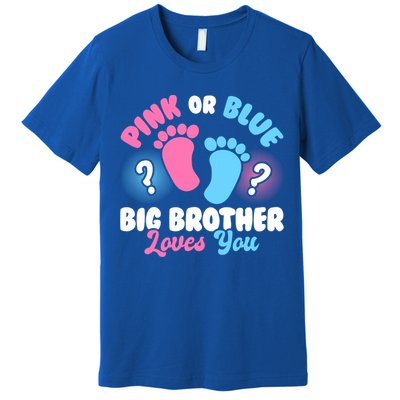 Baby Gender Reveal Party Pink Or Blue Big Brother Loves You Cute Gift Premium T-Shirt