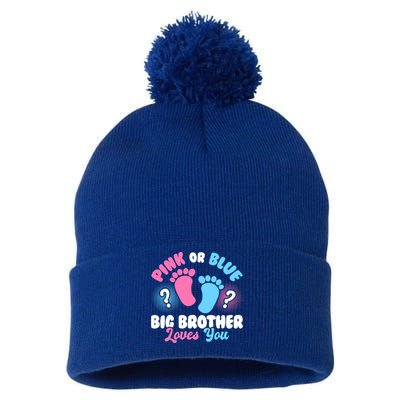 Baby Gender Reveal Party Pink Or Blue Big Brother Loves You Cute Gift Pom Pom 12in Knit Beanie