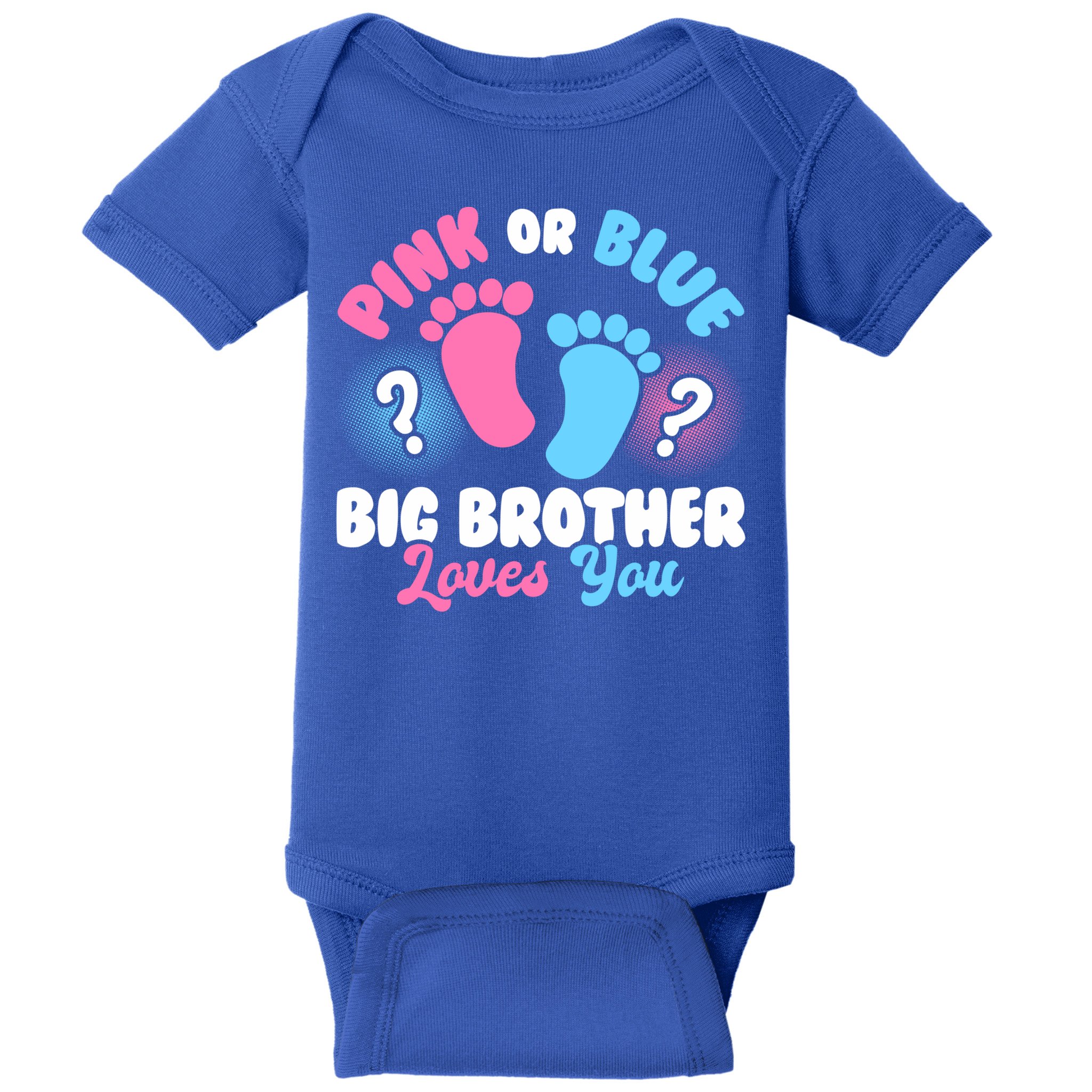 Baby Gender Reveal Party Pink Or Blue Big Brother Loves You Cute Gift Baby Bodysuit