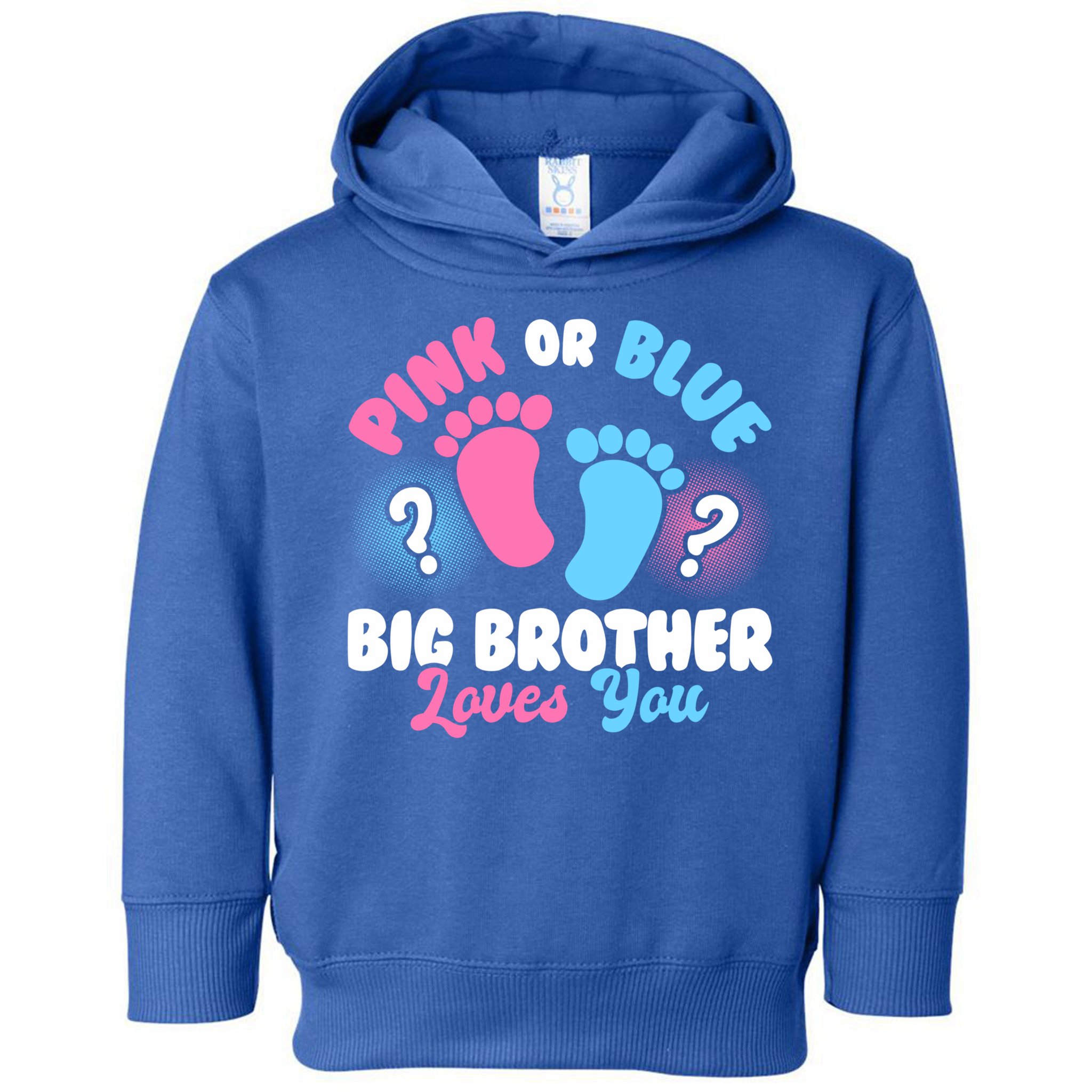 Baby Gender Reveal Party Pink Or Blue Big Brother Loves You Cute Gift Toddler Hoodie
