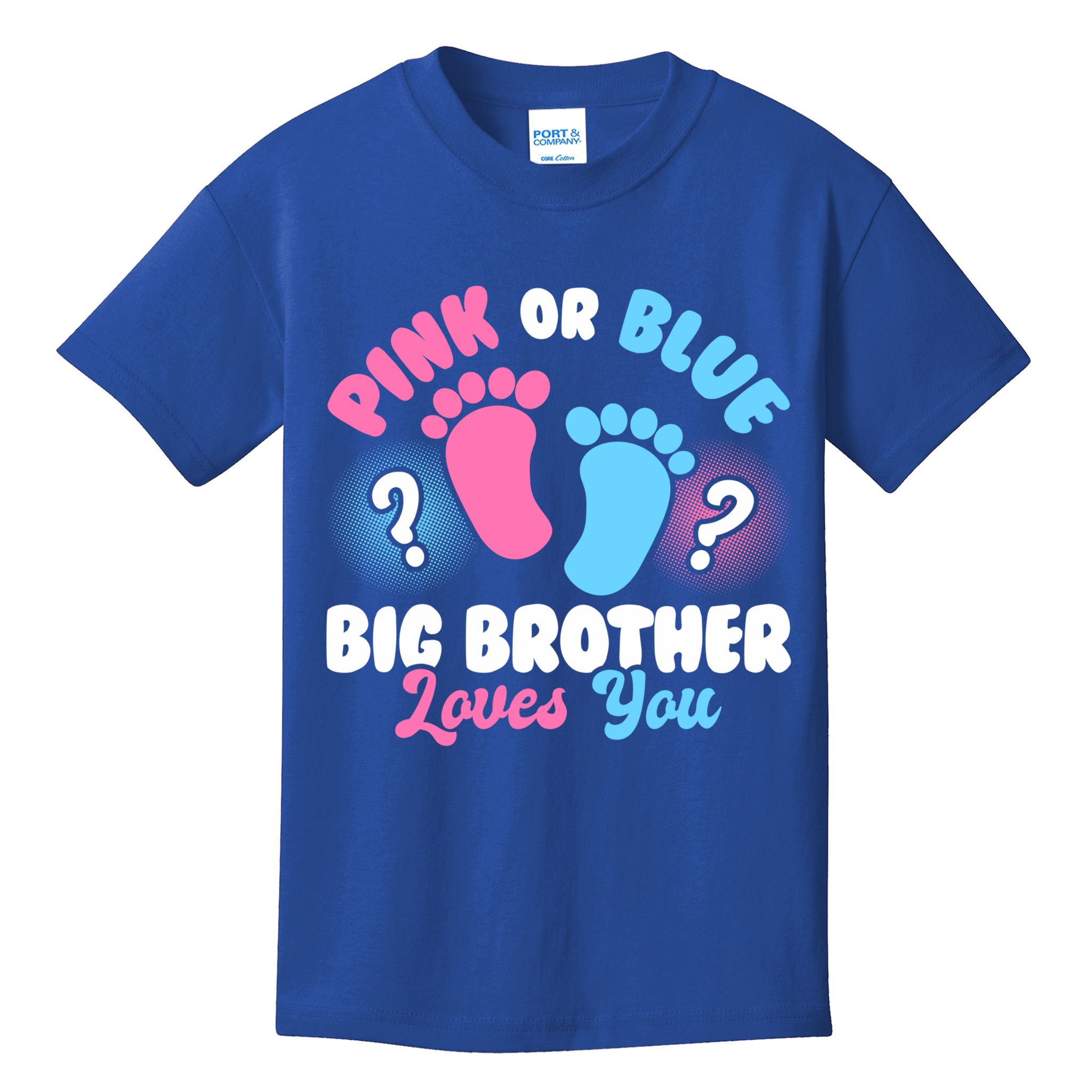 Baby Gender Reveal Party Pink Or Blue Big Brother Loves You Cute Gift Kids T-Shirt