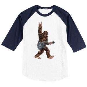 Bigfoot Guitar Rock On Baseball Sleeve Shirt