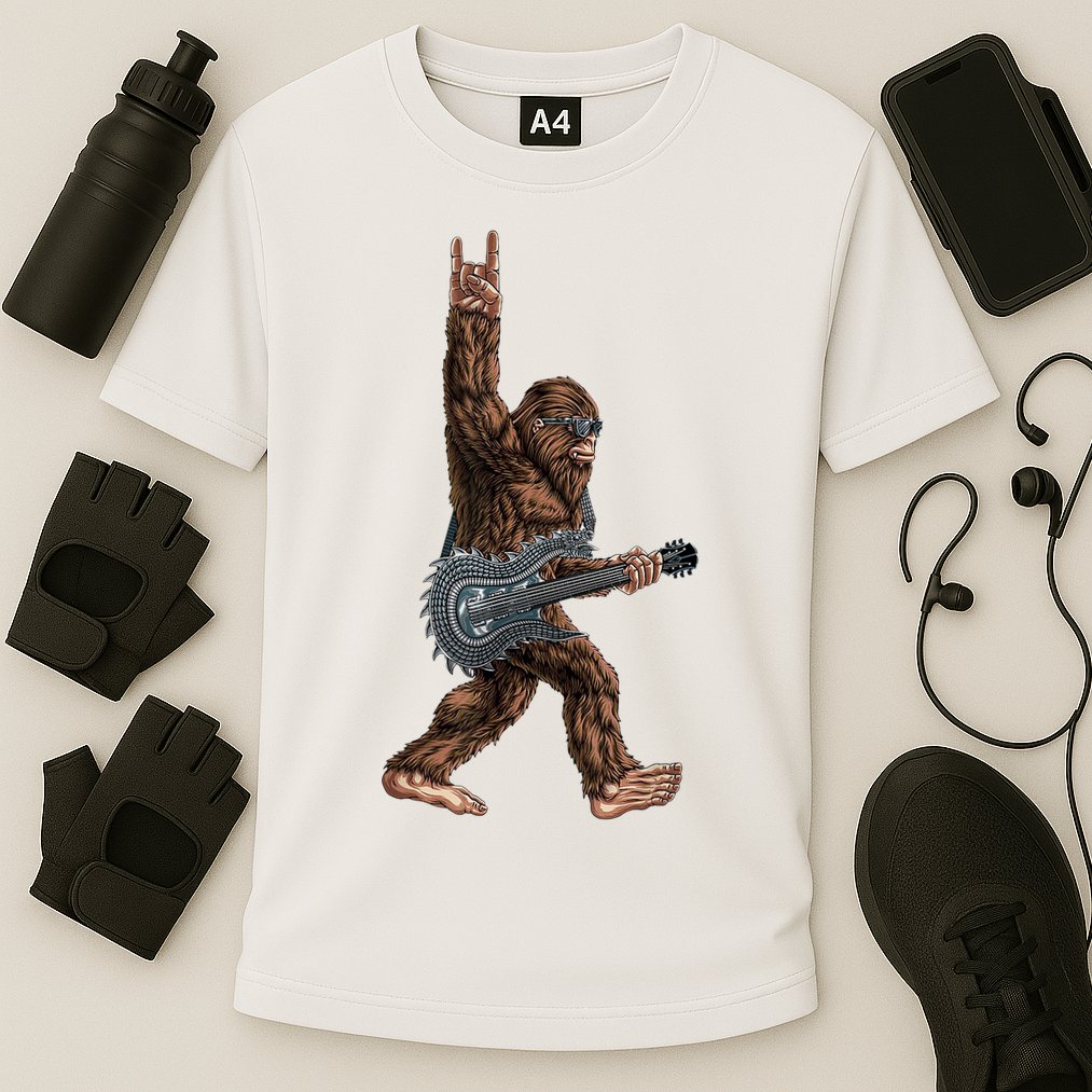 Bigfoot Guitar Rock On Cooling Performance Crew T-Shirt