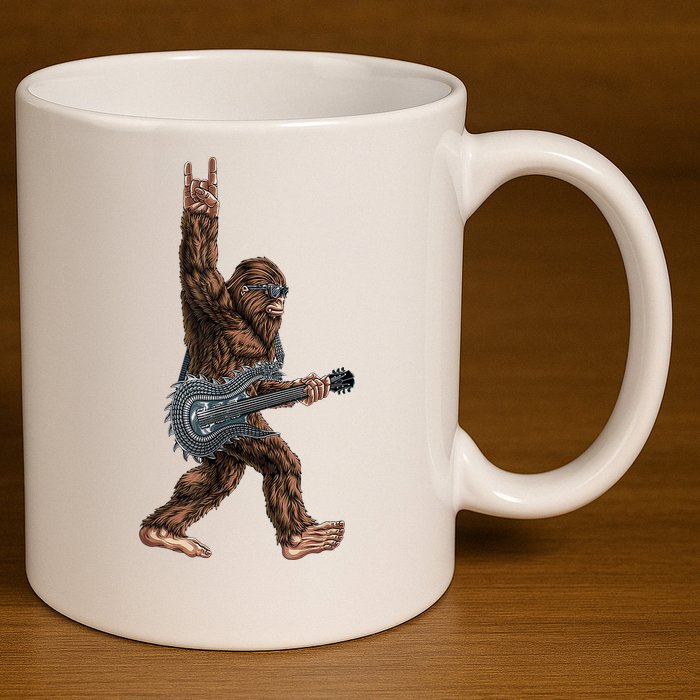 Bigfoot Guitar Rock On 11oz C Handle Ceramic Mug