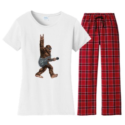 Bigfoot Guitar Rock On Women's Flannel Pajama Set