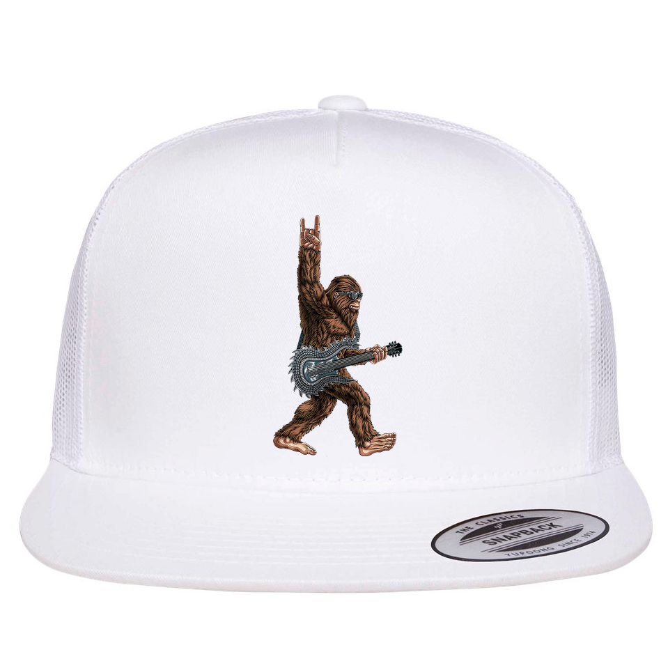 Bigfoot Guitar Rock On Flat Bill Trucker Hat