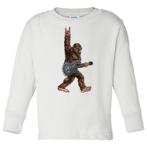 Bigfoot Guitar Rock On Toddler Long Sleeve Shirt